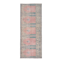 Turkish Isparta runner rug in muted pink and cream, 4' x 9'11"