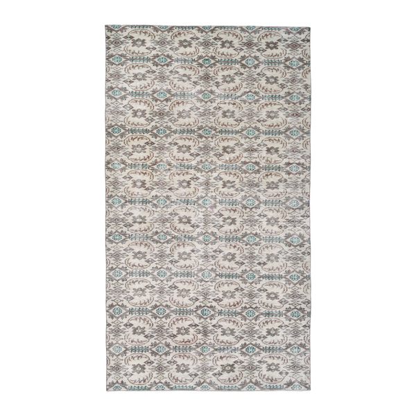 Turkish Manisa area rug in cream and greige, 5'3" x 9'1"