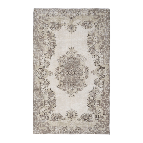 Turkish Isparta area rug in cream and taupe, 5'4" x 8'6"