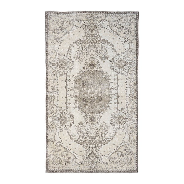 Turkish Isparta area rug in cream and taupe, 5'6" x 9'11"
