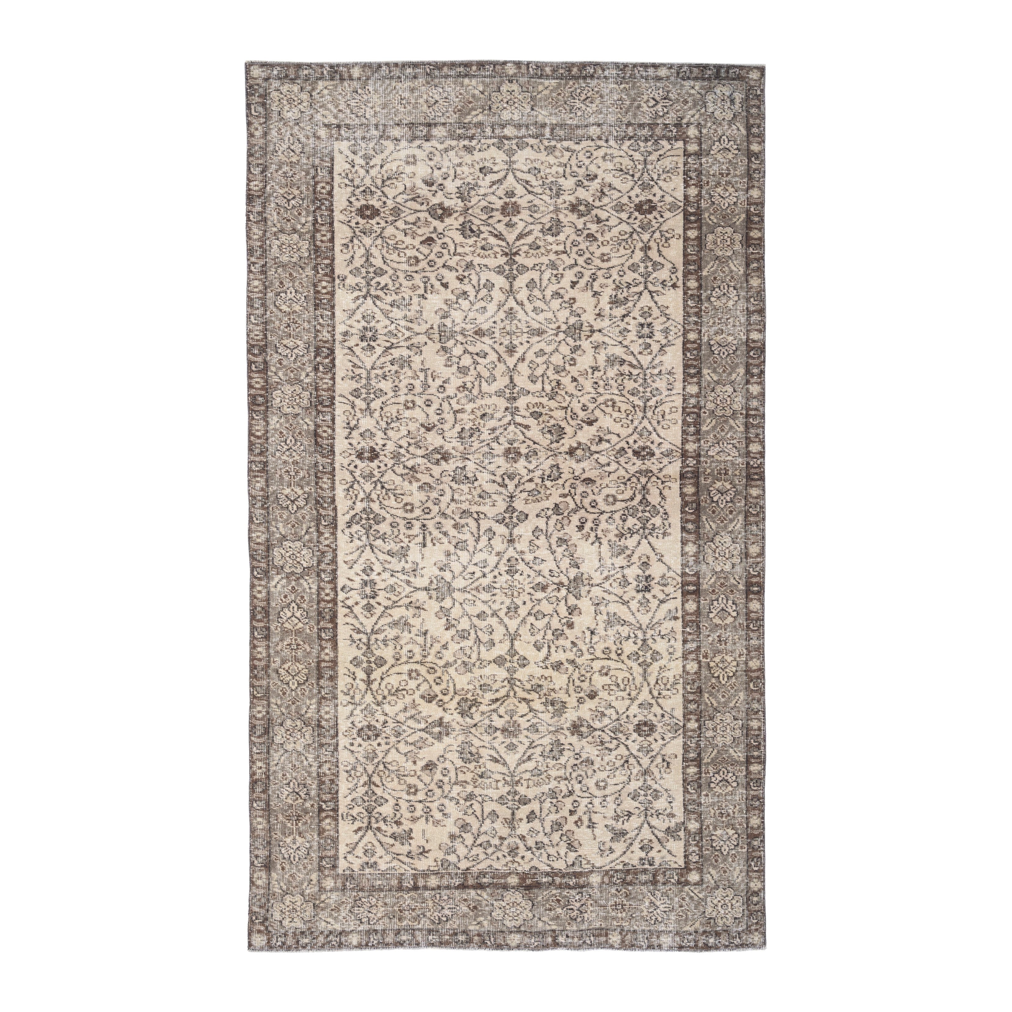 Turkish Isparta area rug in cream and greige, 4'11" x 8'6"