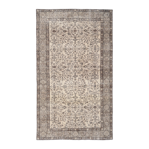 Turkish Isparta area rug in cream and greige, 4'11" x 8'6"