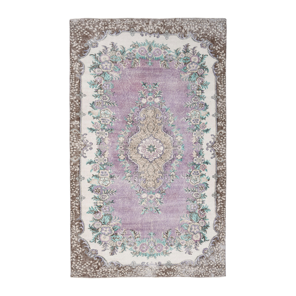 Turkish Isparta area rug in lilac and cream, 5'8" x 9'3"