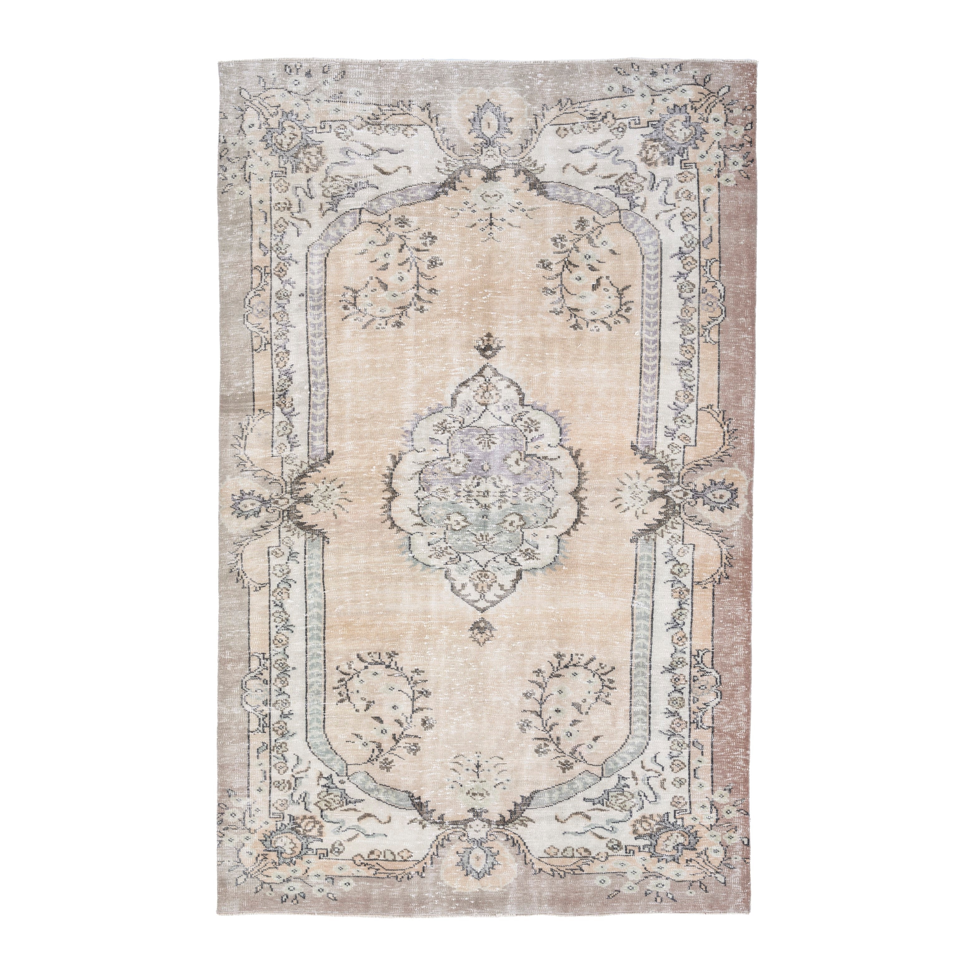 Turkish Isparta area rug in cream and greige, 5'10" x 8'10"