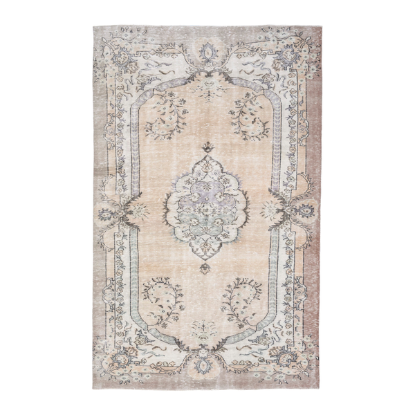 Turkish Isparta area rug in cream and greige, 5'10" x 8'10"