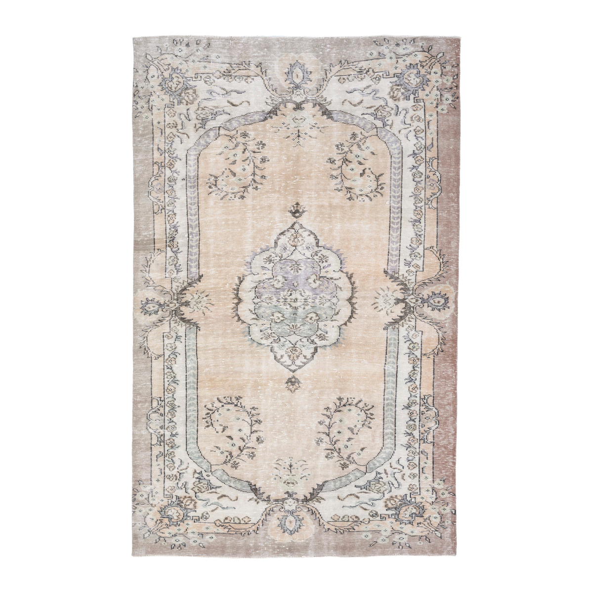 Turkish Isparta area rug in cream and greige, 5'10" x 8'10"