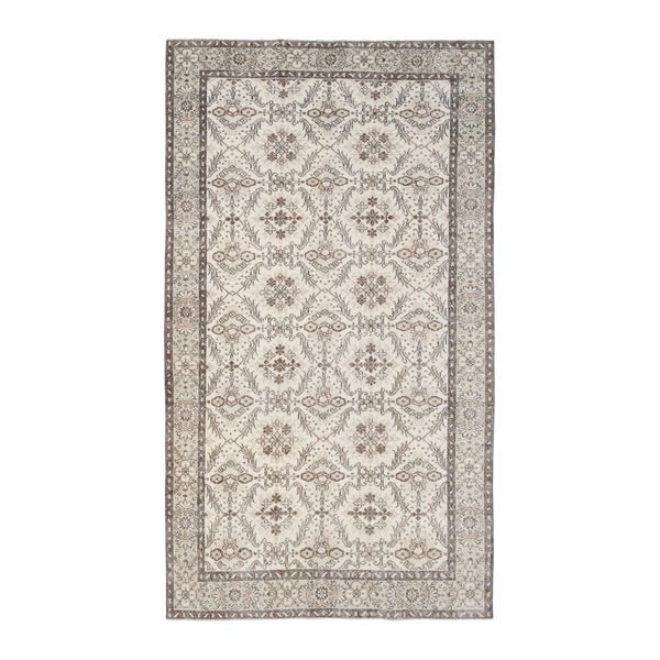 Turkish Isparta area rug in ivory and greige, 5'6" x 9'6"