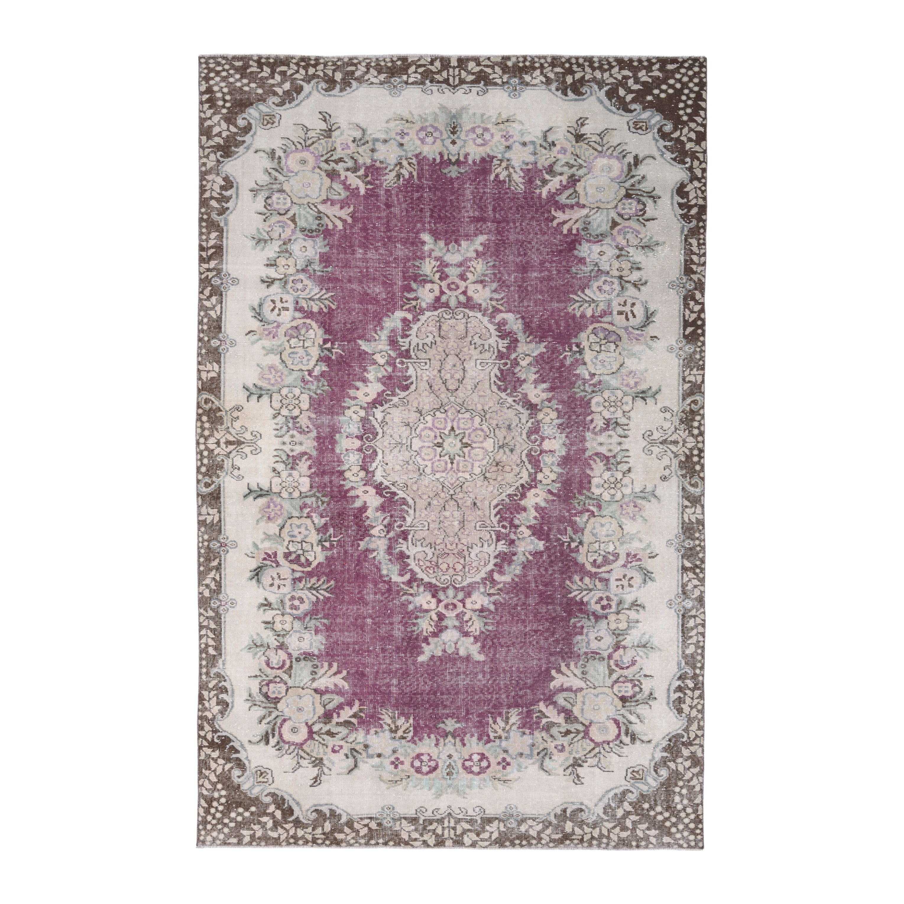 Turkish Isparta area rug in burgundy and ivory, 5'10" x 9'4"