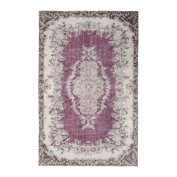 Turkish Isparta area rug in burgundy and ivory, 5'10" x 9'4"