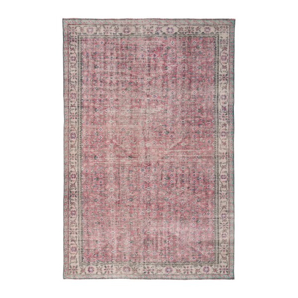 Turkish Isparta area rug in dusty rose and cream, 5'8" x 8'3"