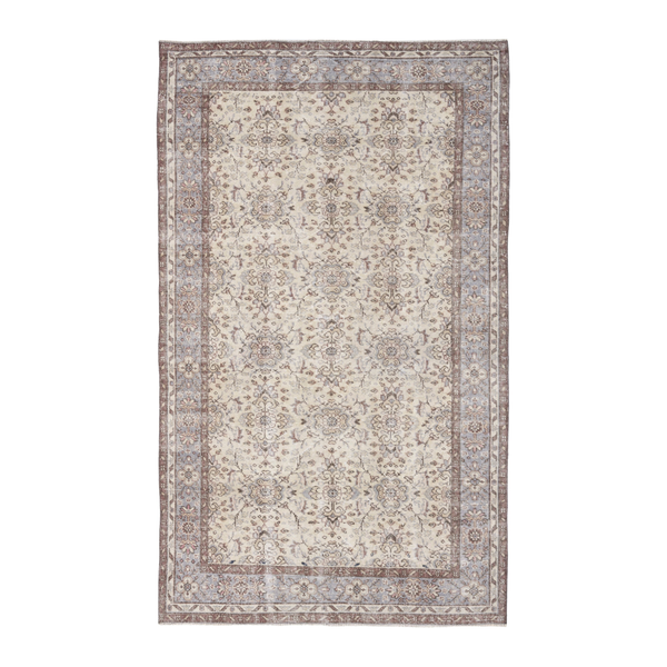 Turkish Isparta area rug in cream and taupe, 5'4" x 9'