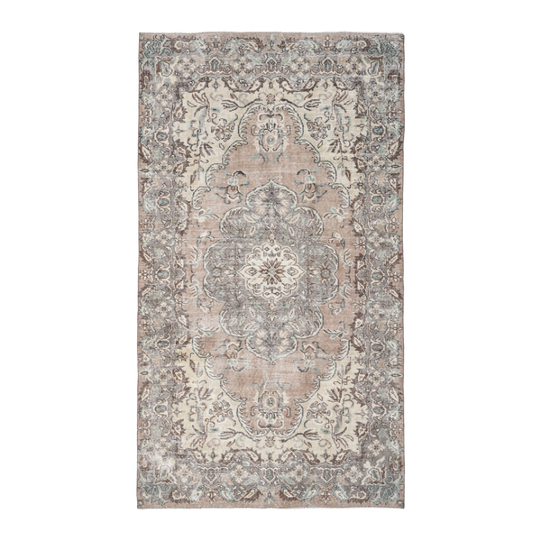 Turkish Isparta area rug in taupe and greige, 4'11" x 8'7"