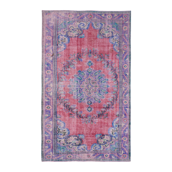 Turkish Manisa area rug in faded red and plum, 6' x 10'