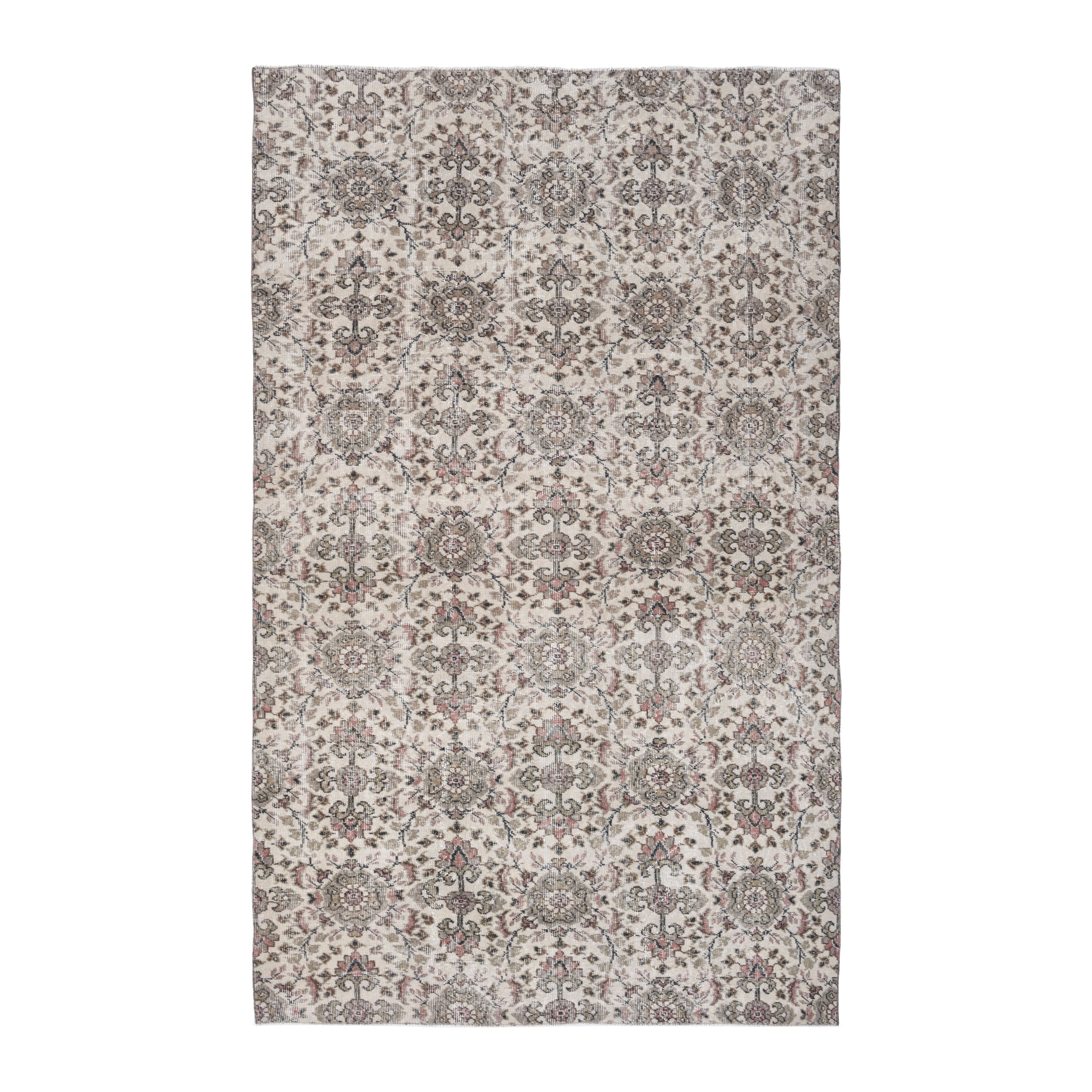 Turkish Isparta area rug in ivory and greige, 5'7" x 9'1"