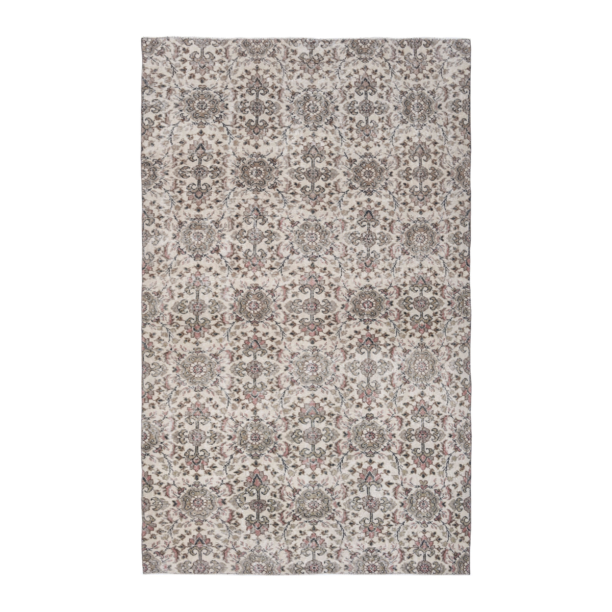 Turkish Isparta area rug in ivory and greige, 5'7" x 9'1"