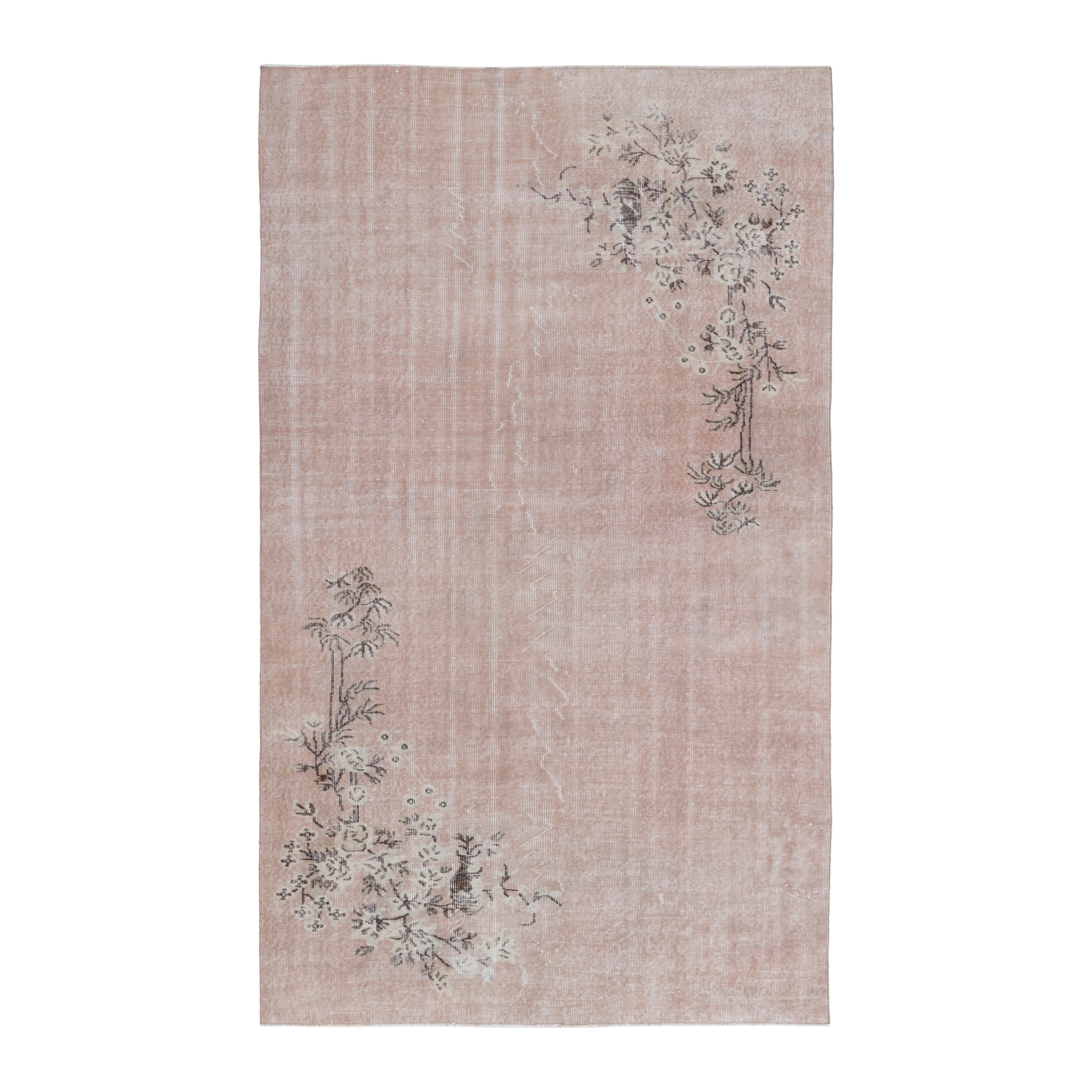 Turkish Isparta area rug in dusty rose and muted pink, 5'4" x 9'