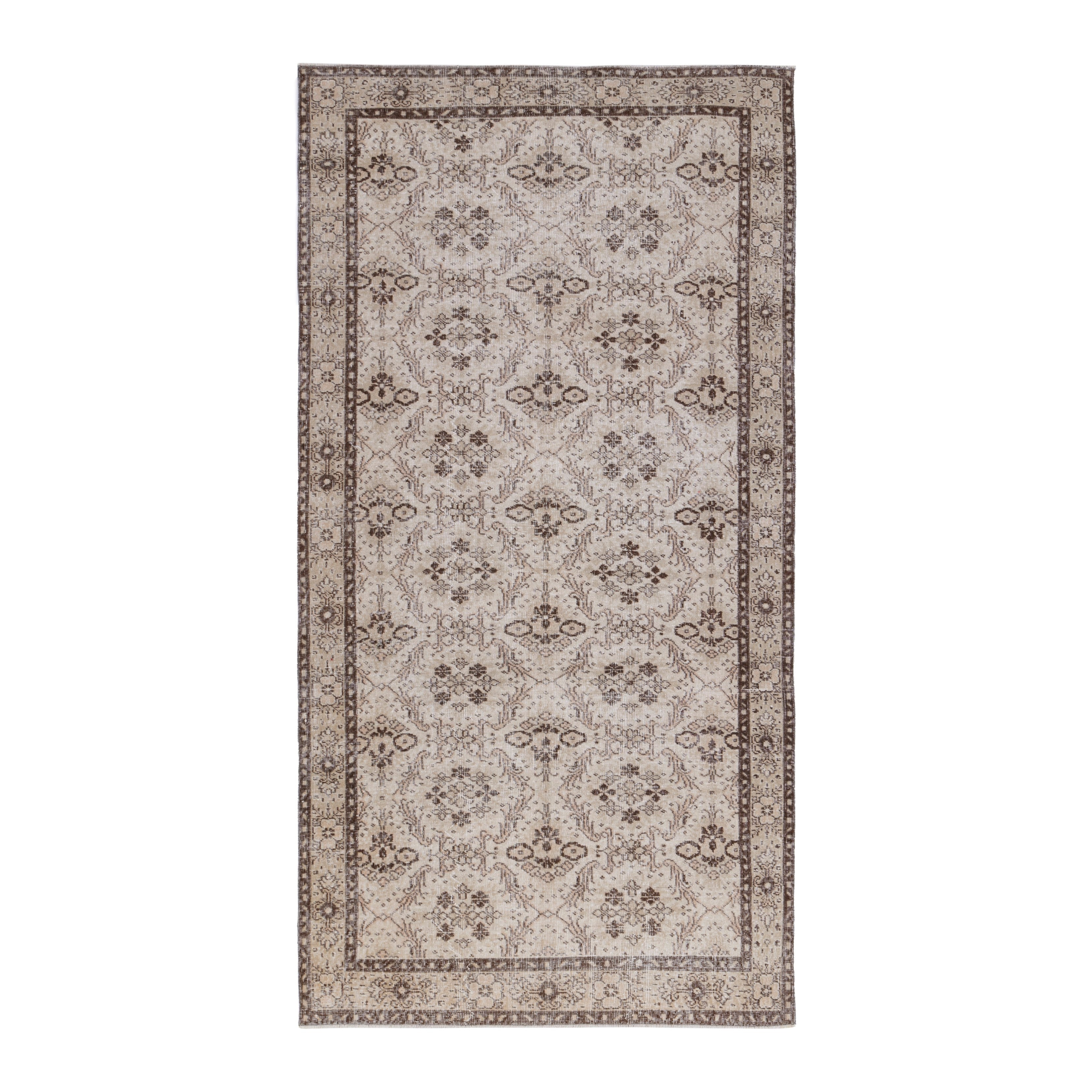 Turkish Isparta area rug in cream and greige, 4'10" x 8'10"