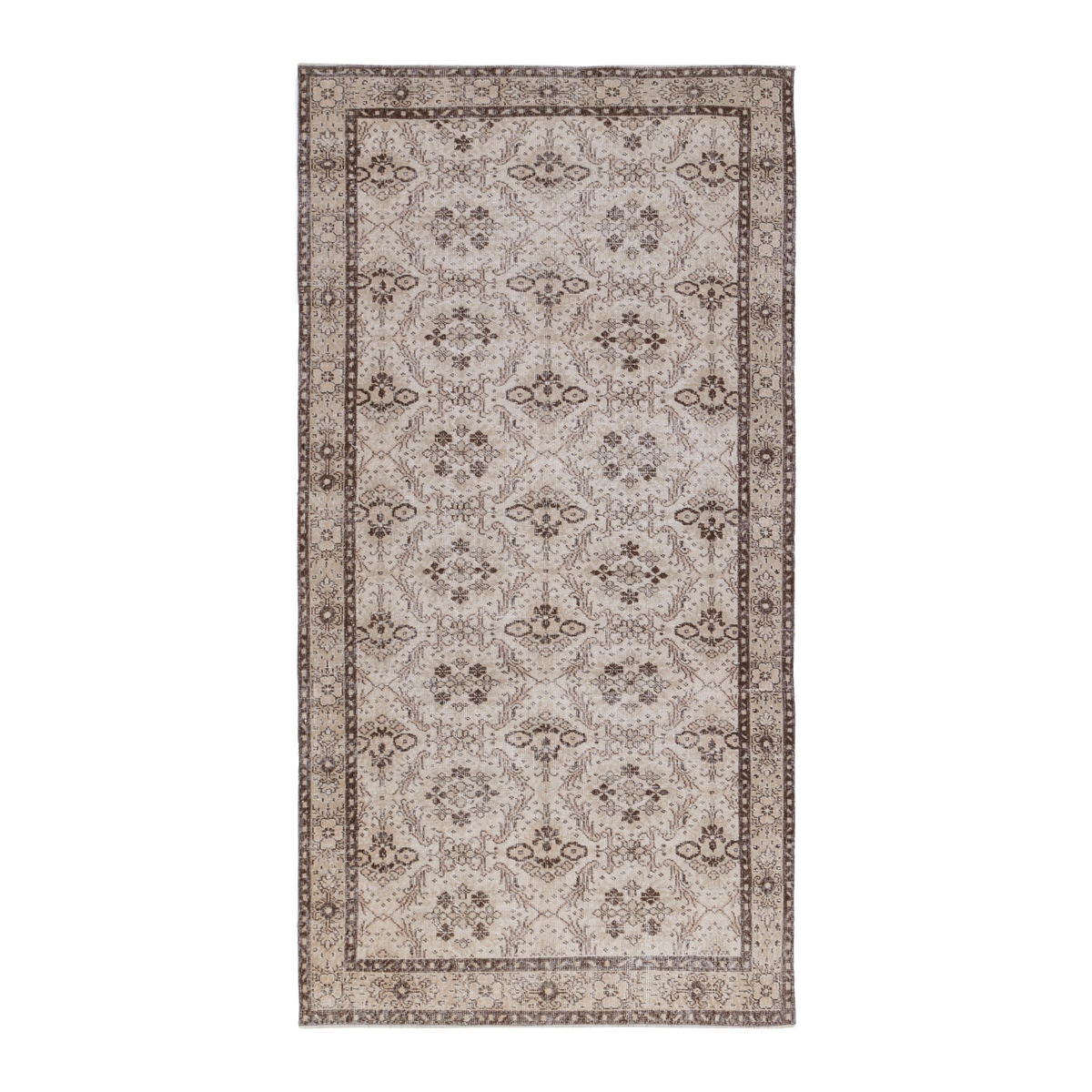 Turkish Isparta area rug in cream and greige, 4'10" x 8'10"