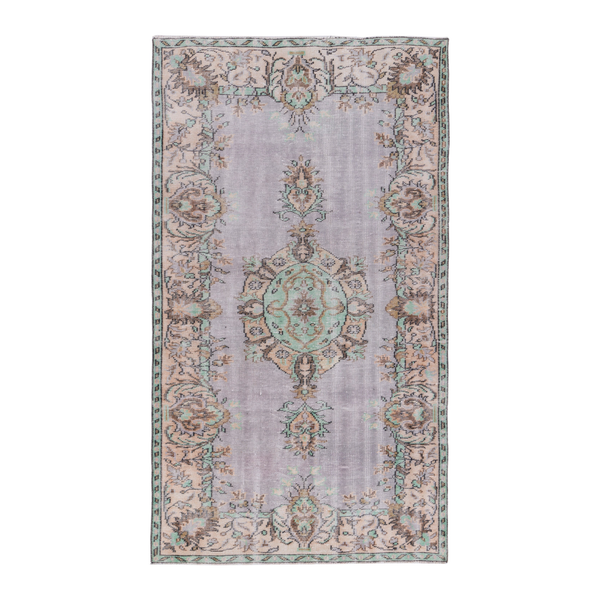 Turkish Manisa area rug in greige and muted pink, 4'9" x 7'11"