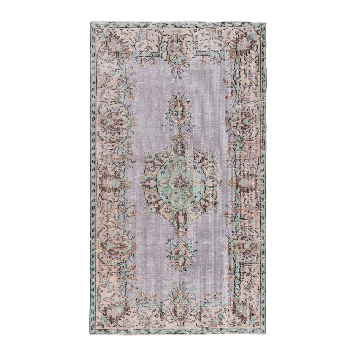 Turkish Manisa area rug in greige and muted pink, 4'9" x 7'11"