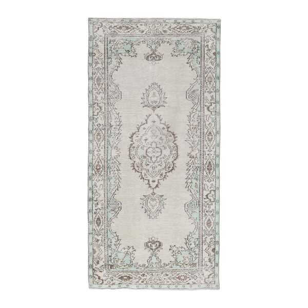 Turkish Manisa area rug in cream and greige, 4' x 7'9"