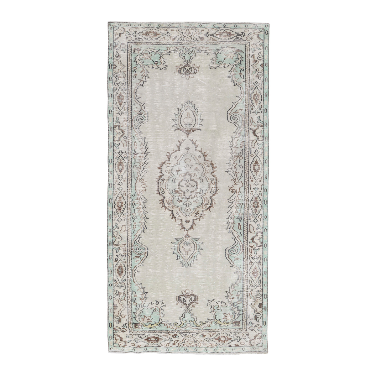 Turkish Manisa area rug in cream and greige, 4' x 7'9"