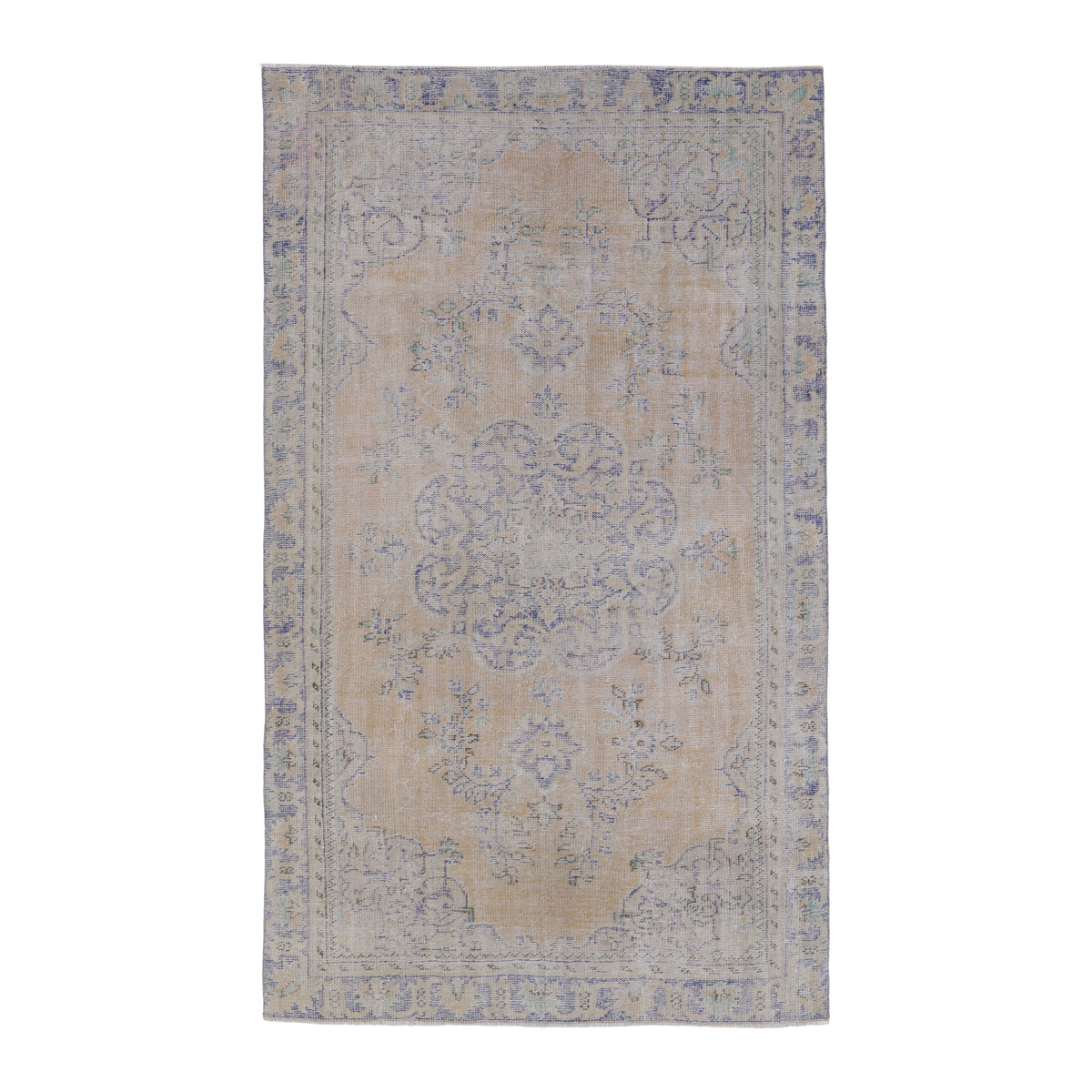 Turkish Manisa area rug in beige and dusty blue, 5'9" x 9'2"