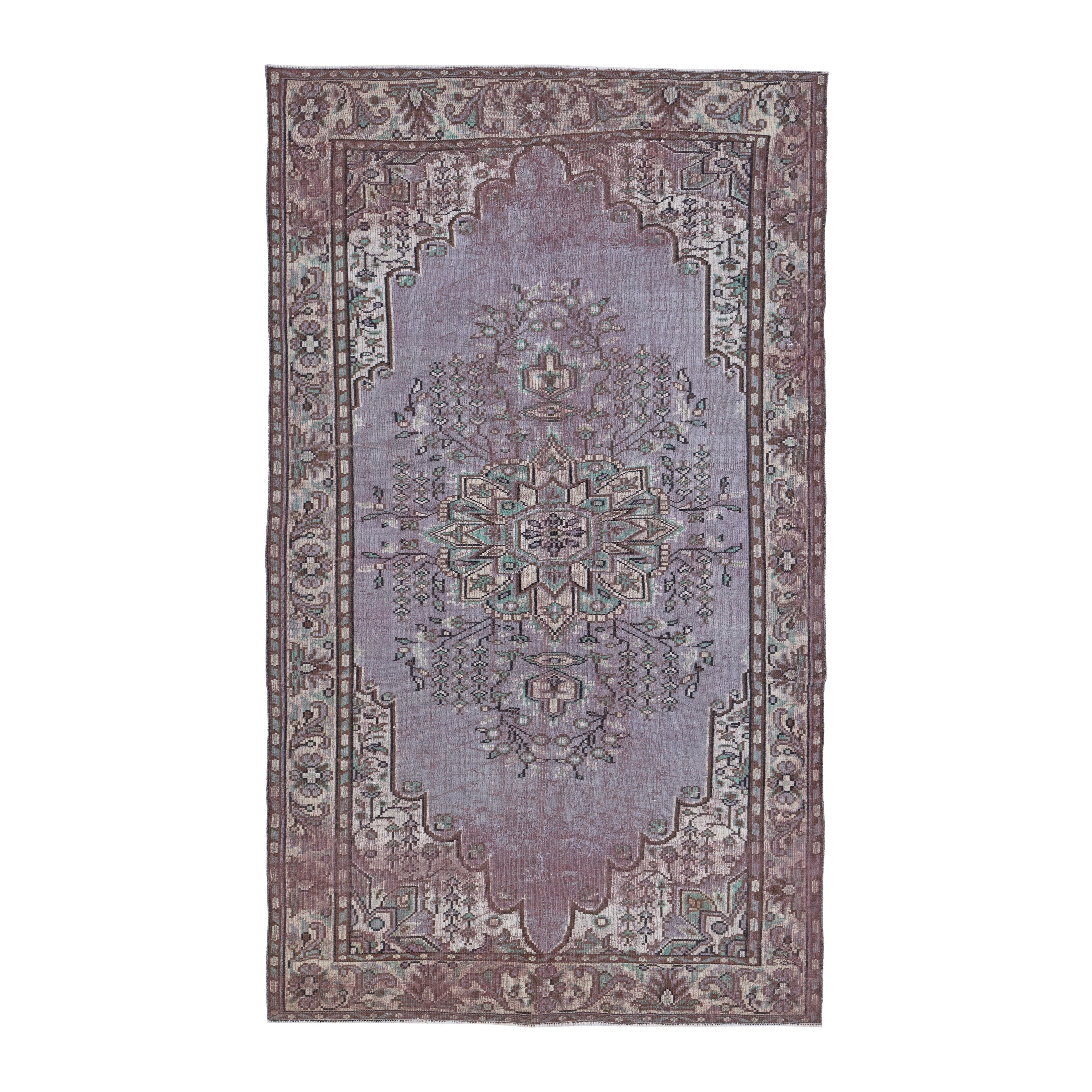 Turkish Manisa area rug in dusty rose and cream, 5'10" x 10'1"