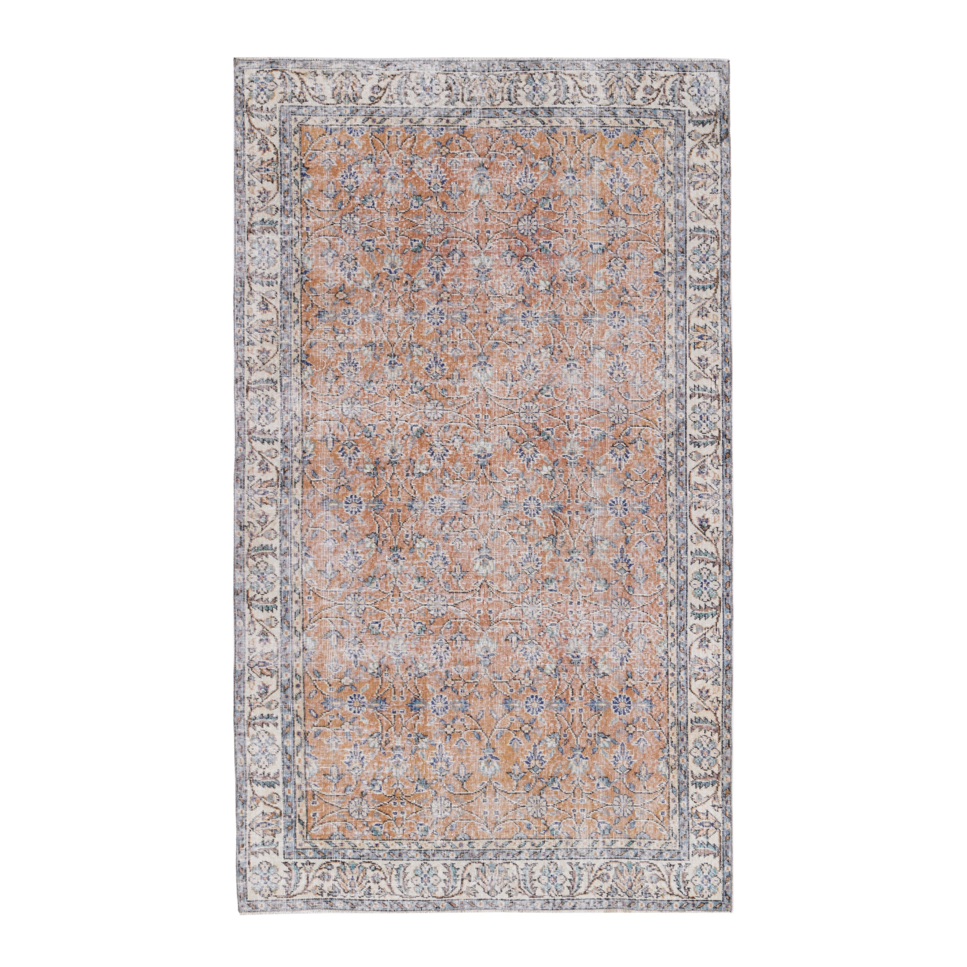 Turkish Isparta area rug in terracotta and cream, 4'9" x 8'2"