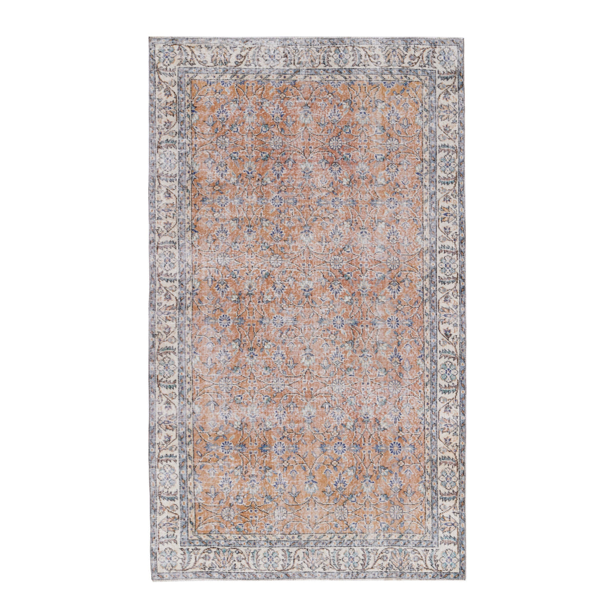 Turkish Isparta area rug in terracotta and cream, 4'9" x 8'2"