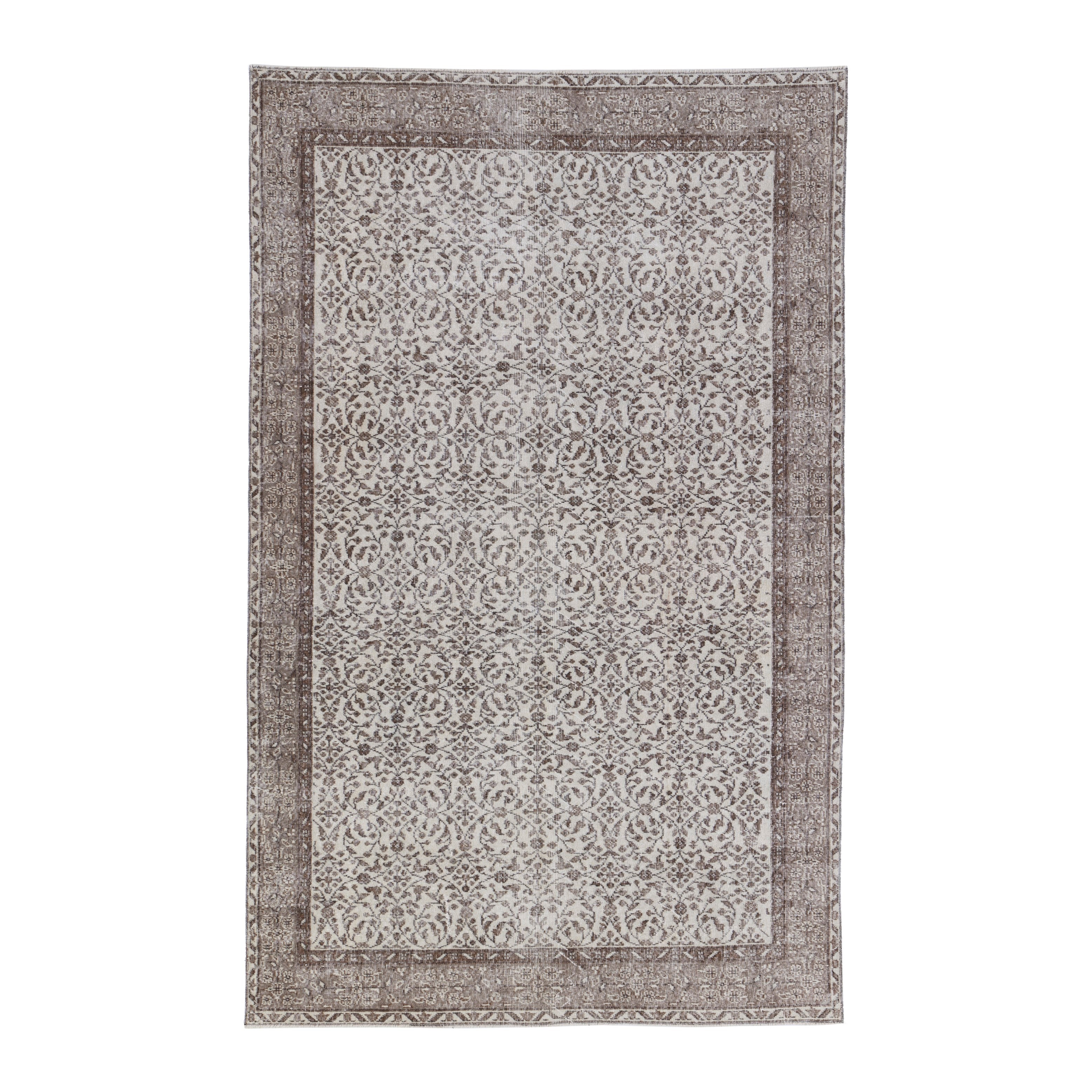 Turkish Isparta area rug in cream and greige, 6'1" x 9'7"