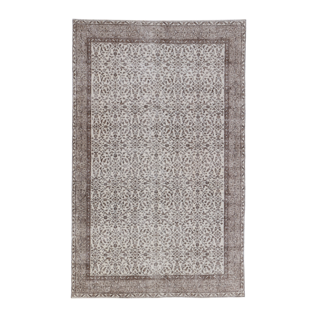 Turkish Isparta area rug in cream and greige, 6'1" x 9'7"