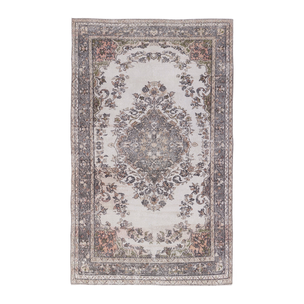 Turkish Isparta area rug in cream and greige, 5'1" x 8'4"