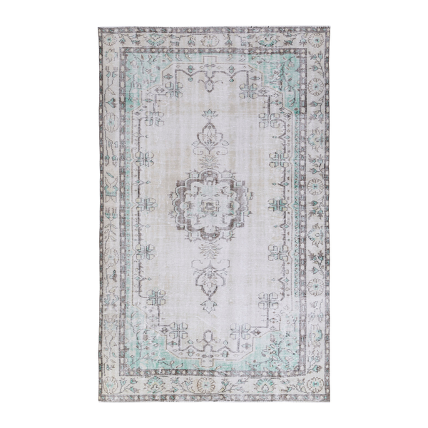 Turkish Manisa area rug in cream and greige, 6'1" x 9'9"
