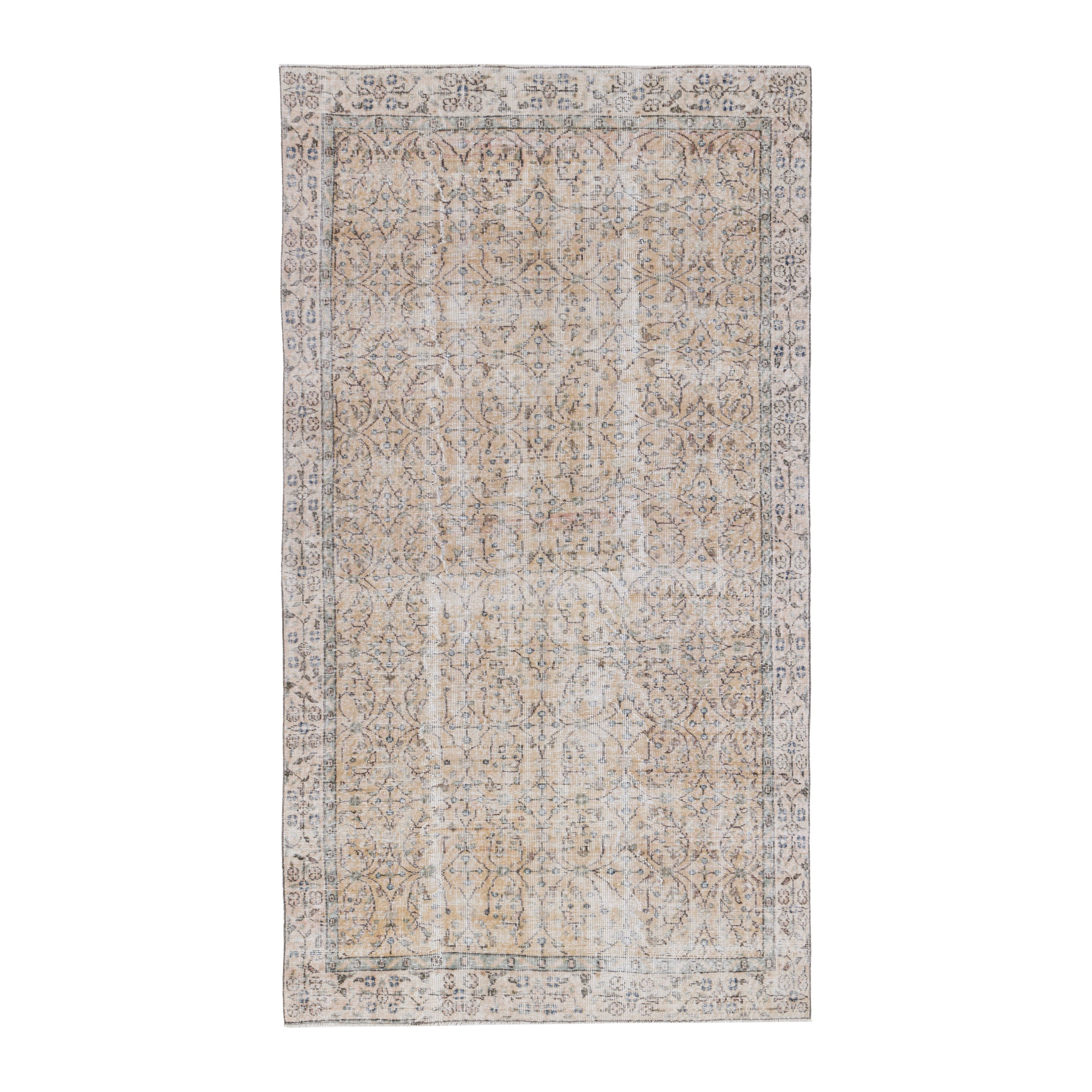 Turkish Isparta area rug in cream and tan, 5'2" x 9'3"