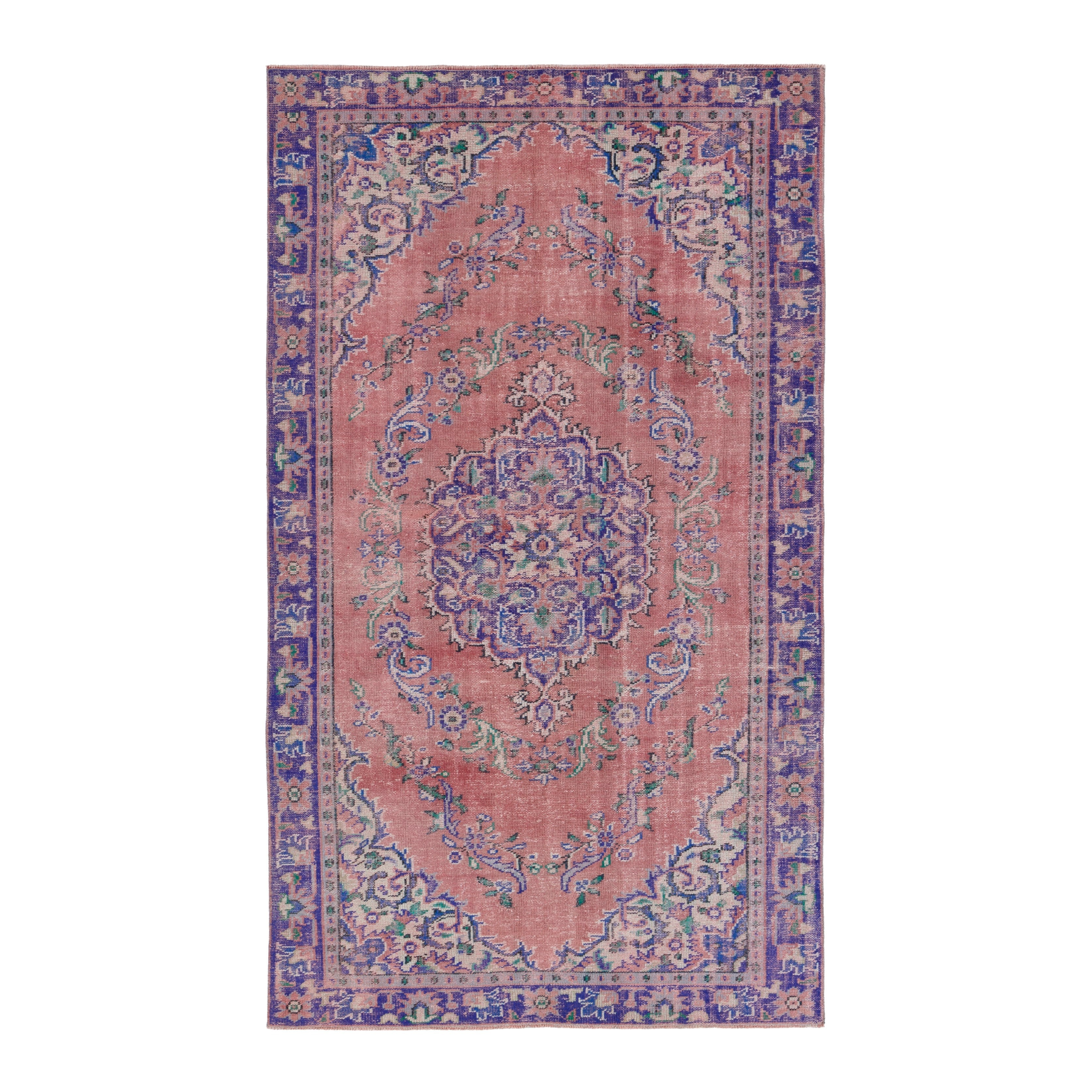 Turkish Manisa area rug in dusty rose and plum, 5'7" x 9'9"