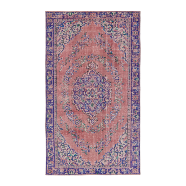 Turkish Manisa area rug in dusty rose and plum, 5'7" x 9'9"