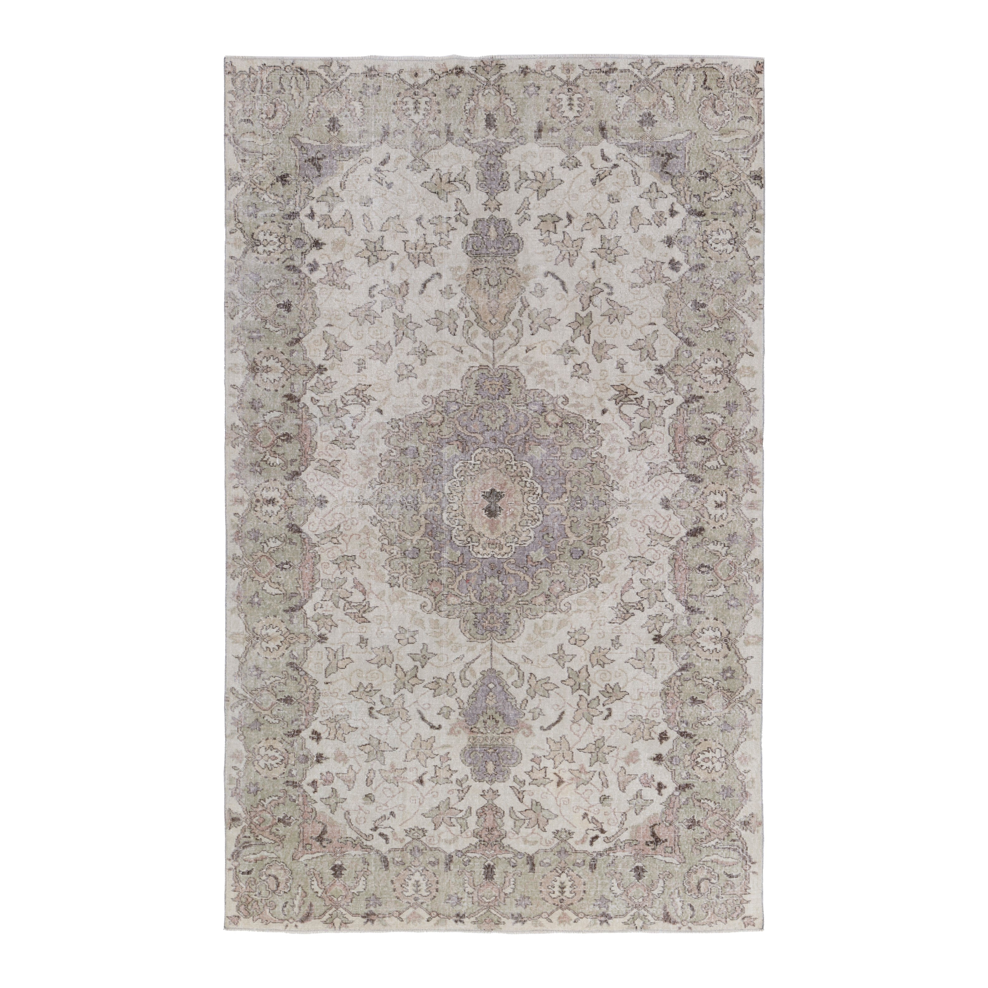 Turkish Isparta area rug in cream and taupe, 6' x 9'8"