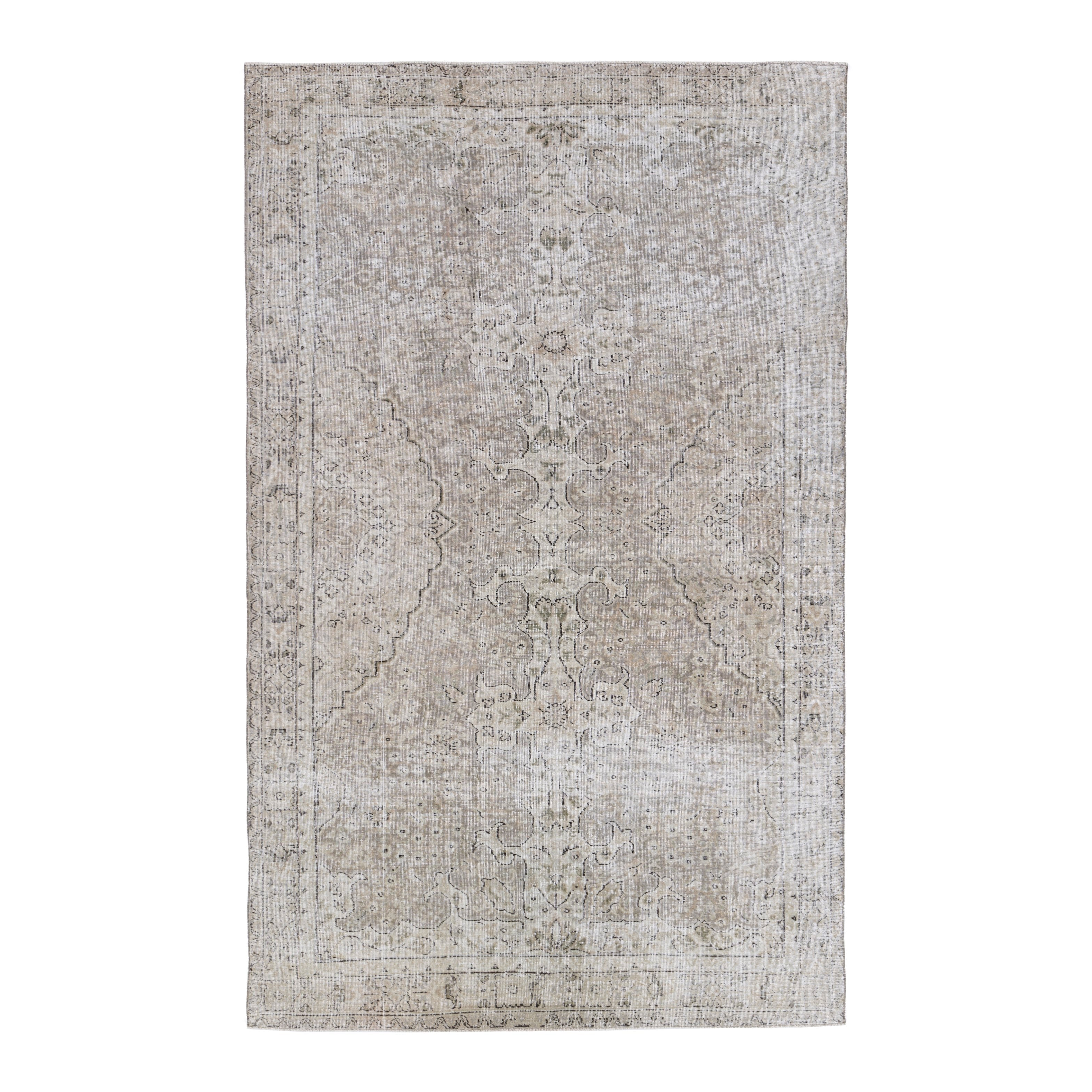 Turkish Isparta area rug in taupe and stone, 6' x 9'7"