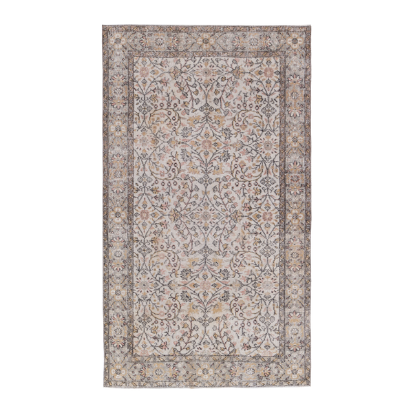 Turkish Isparta area rug in cream and tan, 4'7" x 7'10"