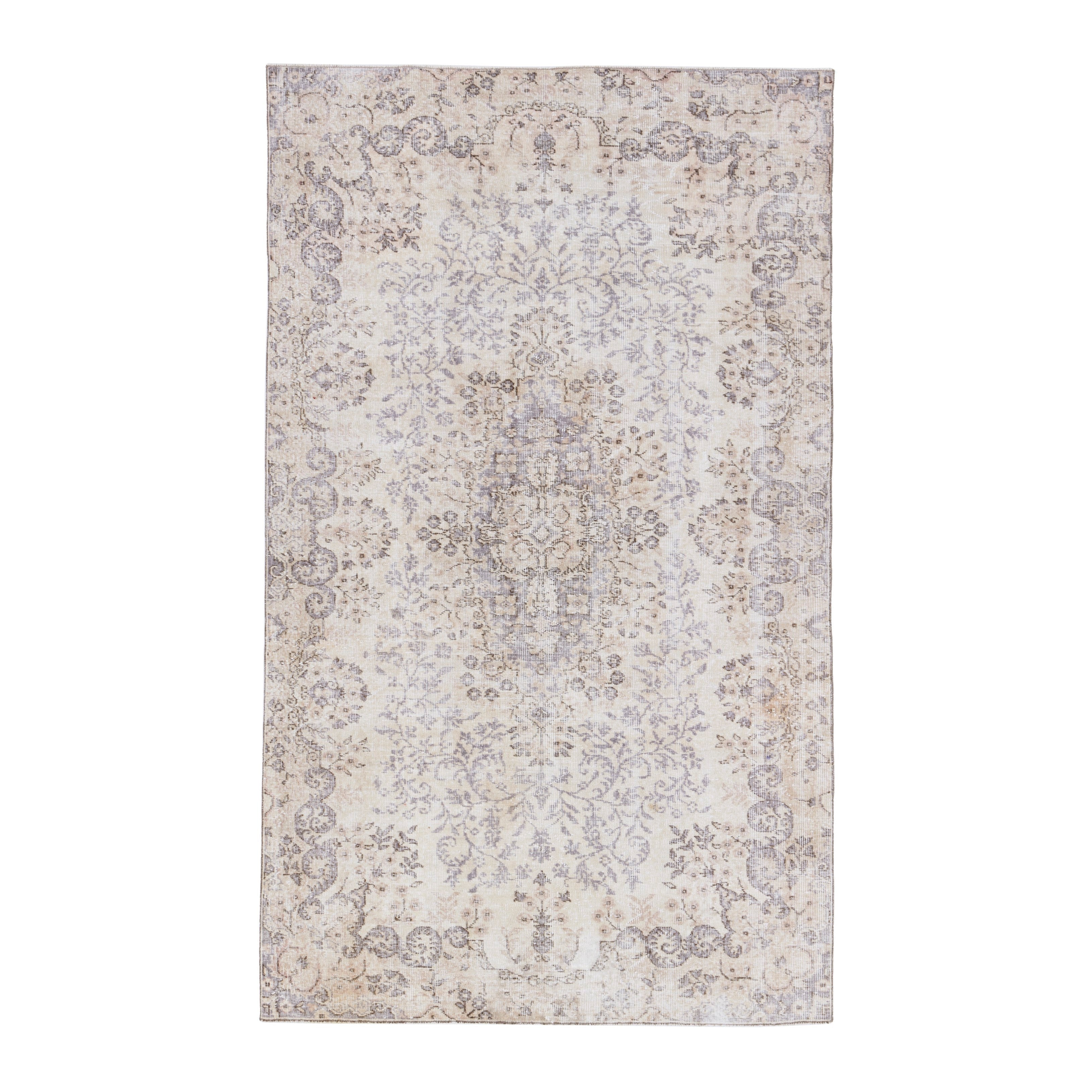 Turkish Isparta area rug in cream and taupe, 5'5" x 9'3"