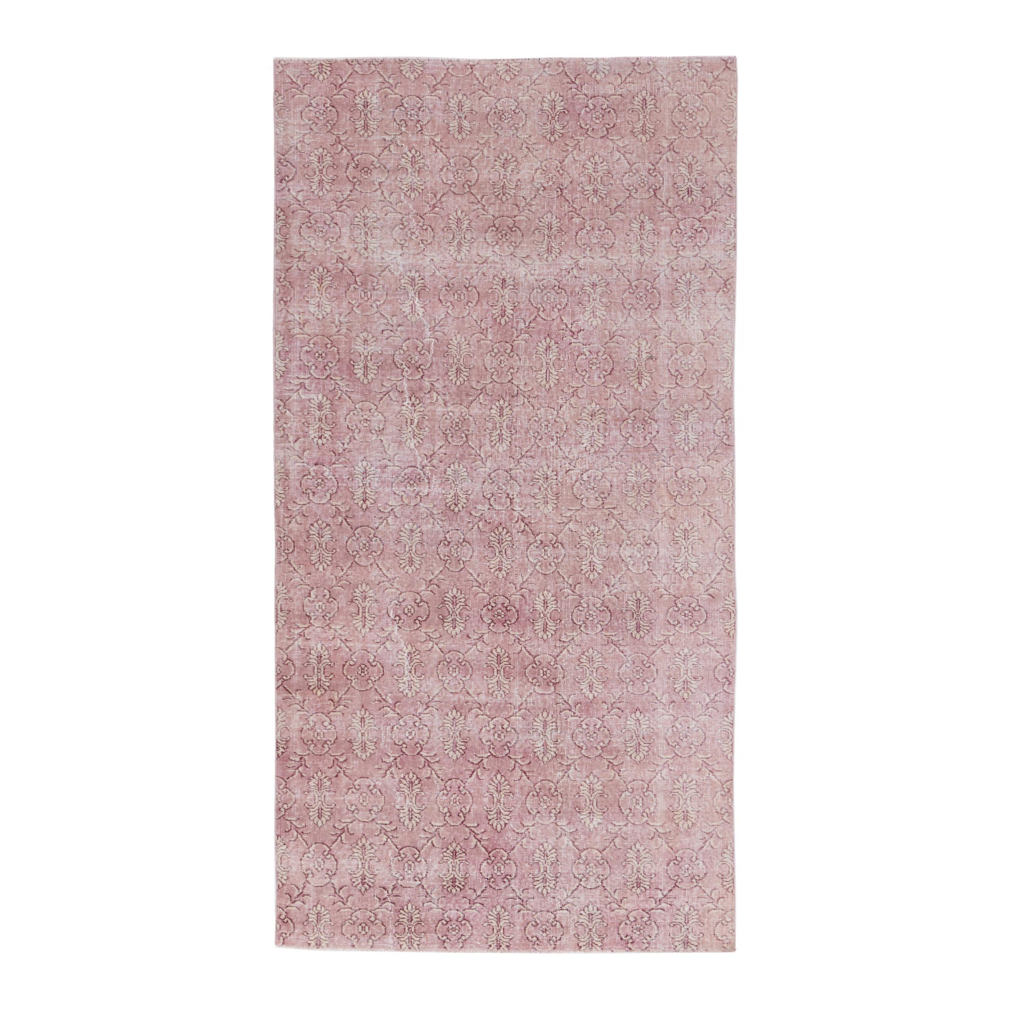 Turkish Isparta area rug in muted pink and dusty rose, 4'8" x 8'4"