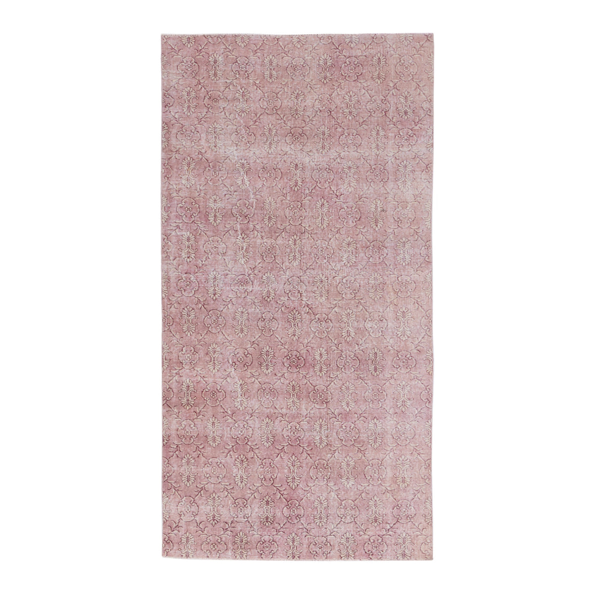 Turkish Isparta area rug in muted pink and dusty rose, 4'8" x 8'4"