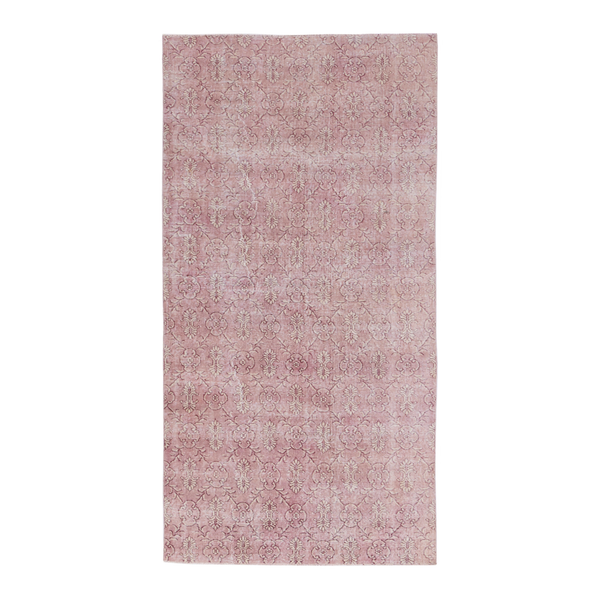 Turkish Isparta area rug in muted pink and dusty rose, 4'8" x 8'4"