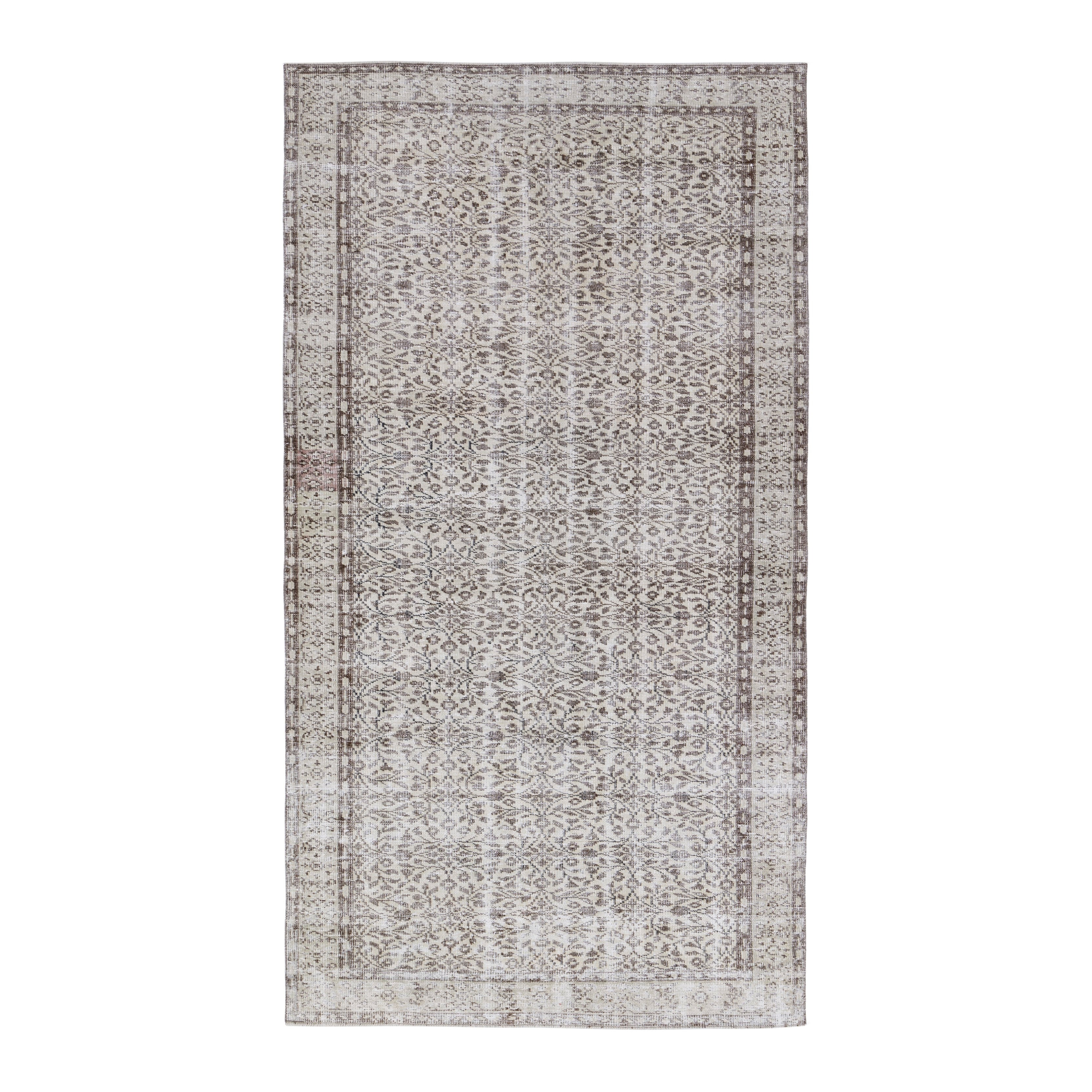 Turkish Manisa area rug in taupe and greige, 5'4" x 9'6"