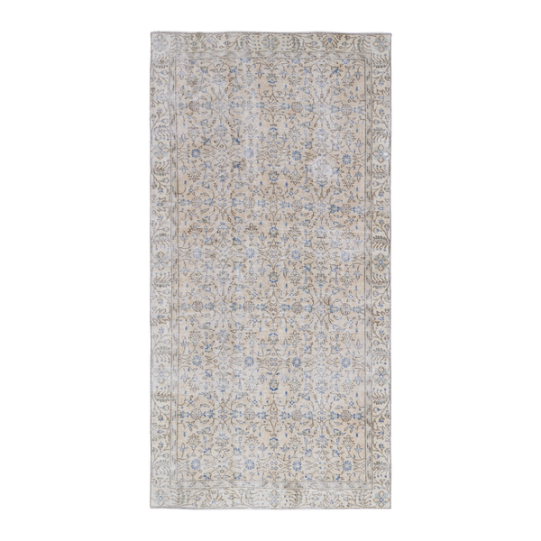 Turkish Isparta area rug in cream and greige, 4'10" x 9'