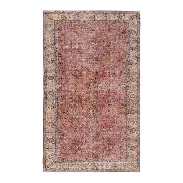 Turkish Isparta area rug in rust and cream, 5'1" x 8'4"