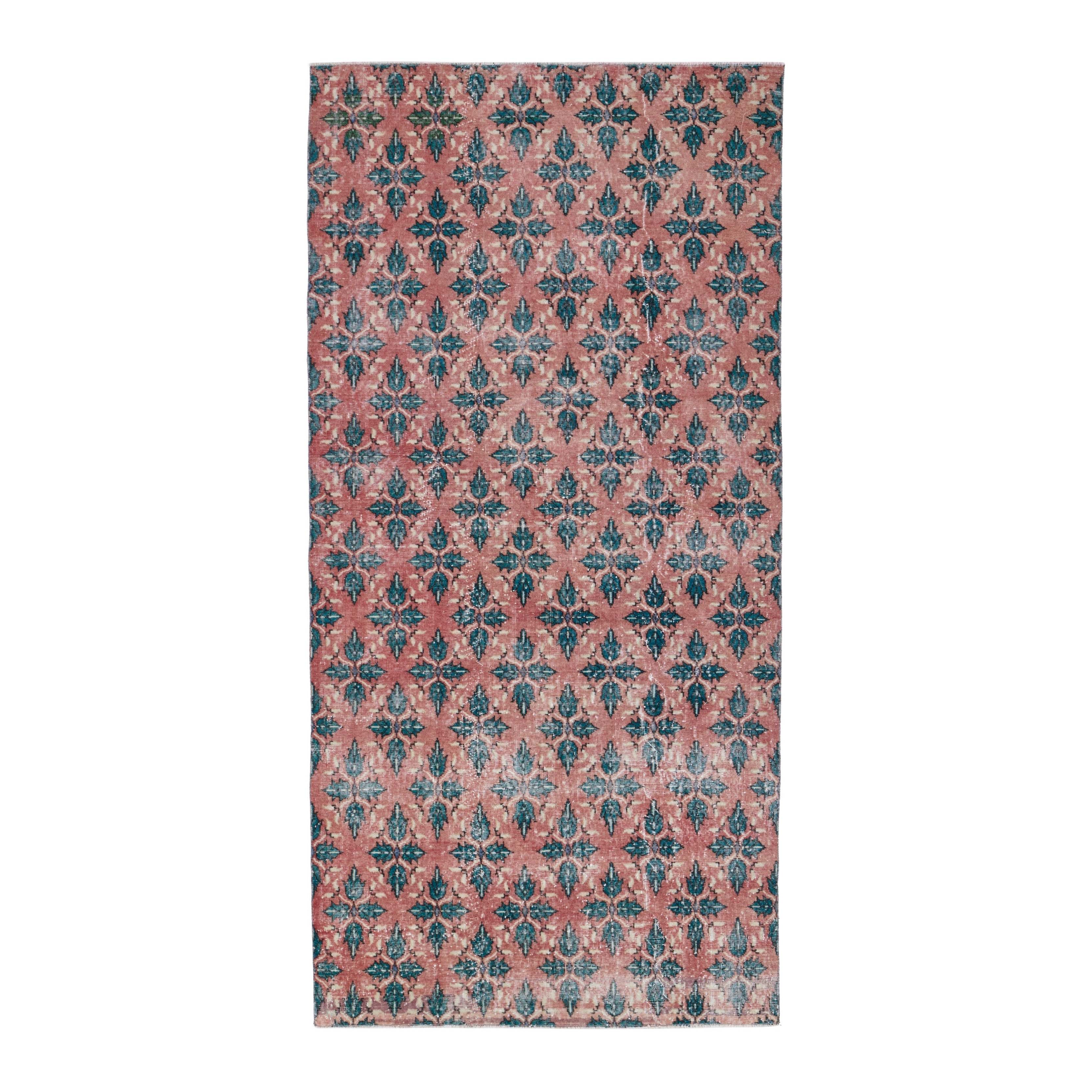 Turkish Isparta area rug in dusty rose and teal, 5' x 9'9"
