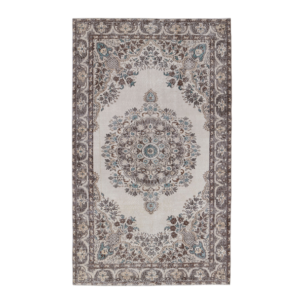 Turkish Isparta area rug in cream and taupe, 5'4" x 9'