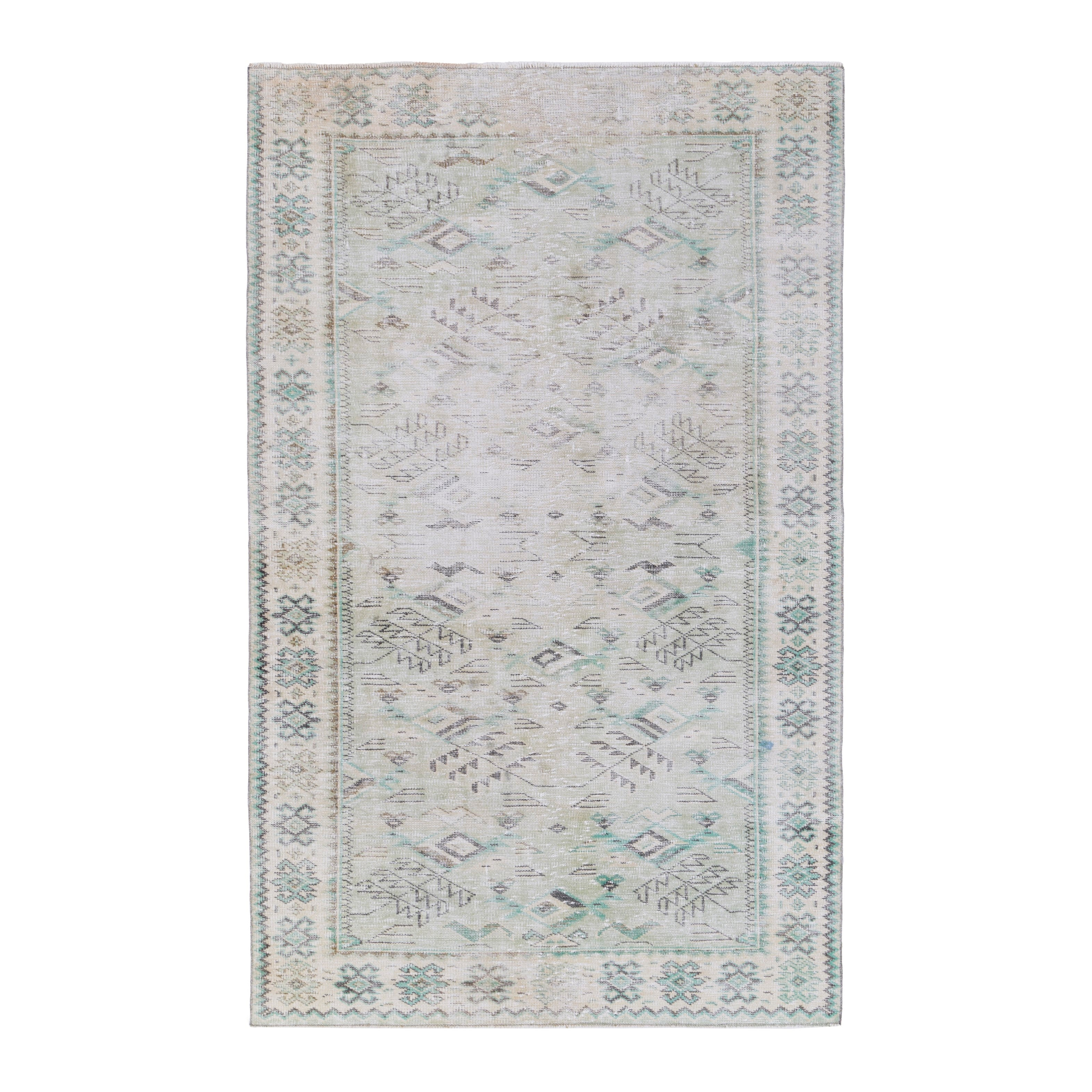 Turkish Manisa area rug in cream and greige, 5'1" x 8'1"